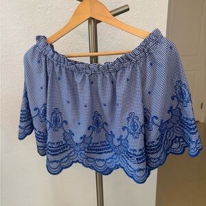 Alexis Blue Checkered Ruffle Top
